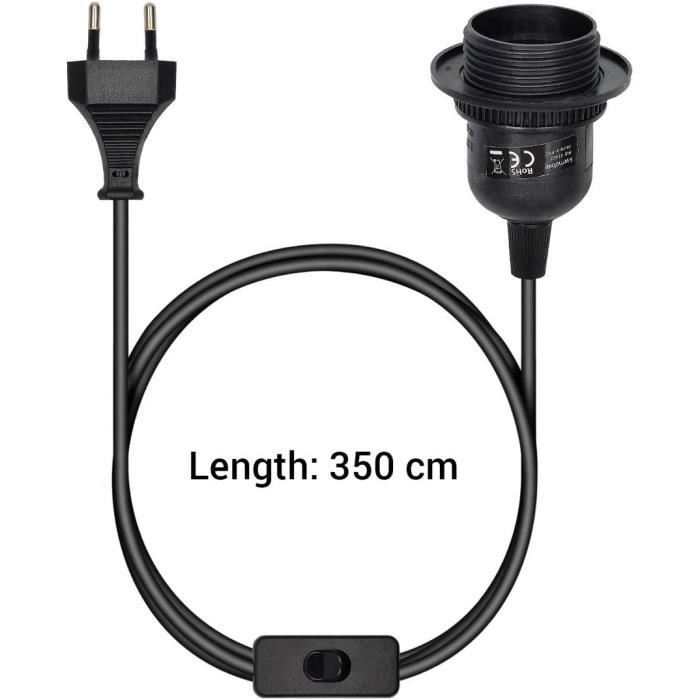 Lot De 3 Douilles E27 Avec Interrupteur Et Câble 3m - PABANCE Pour Lampe Bureau, Cuisine, Salon