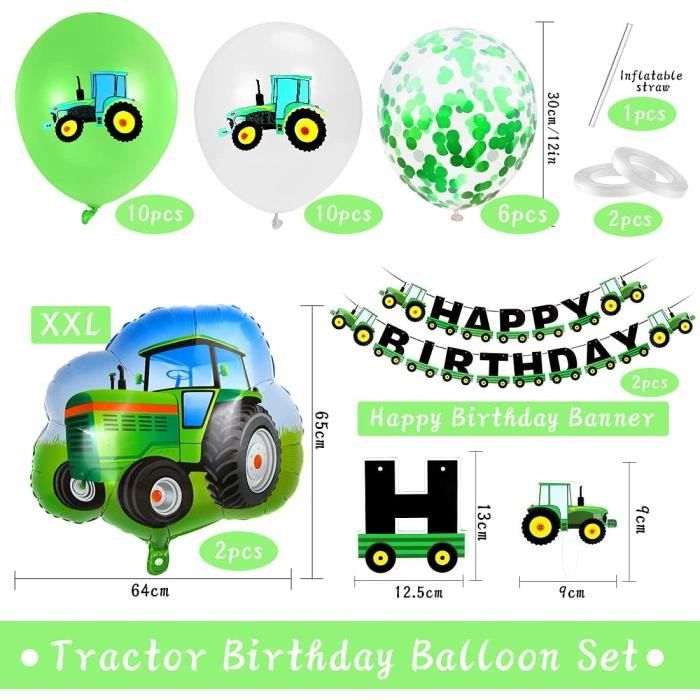 PT Decals Décoration d'anniversaire 3 ans garçon - de tracteur Ballon d' enfant en aluminium pour : : Cuisine et Maison