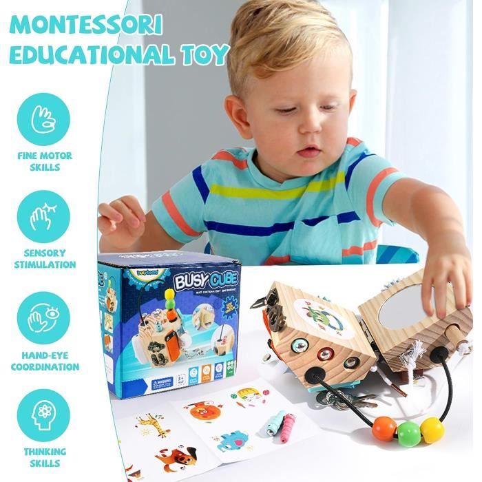 Cube d'Activité Bébé - MARSEE - Busy Board en Bois Montessori 15