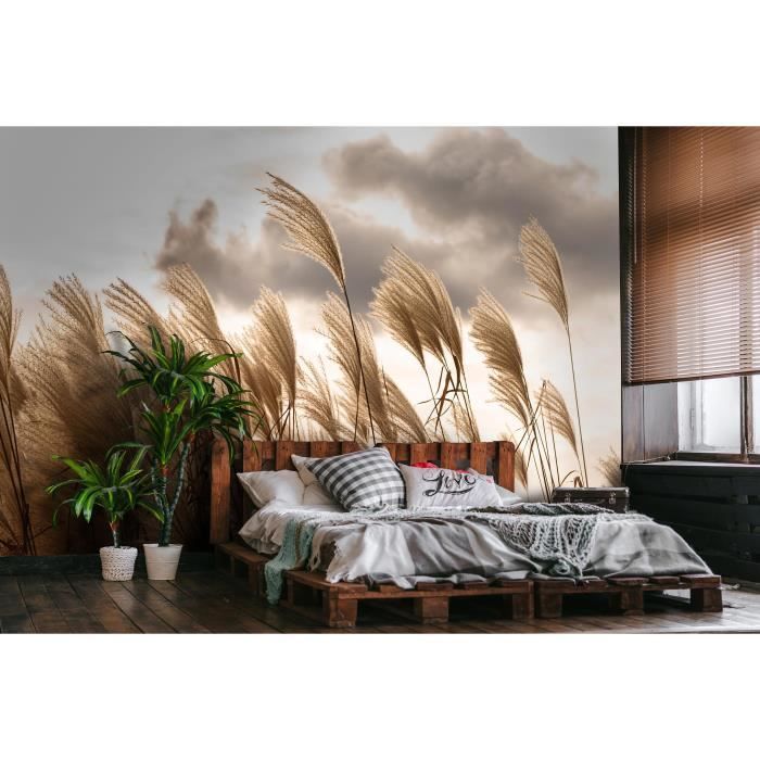 Peinture sur Toile Pampas Herbe Plantes Nature Paysage Boho - Affiche Botanique Moderne - 20x30 cm (Sans Cadre) x3
