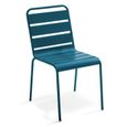 Ensemble table de jardin et 8 chaises - OVIALA - Palavas - Acier - Bleu Pacific-2