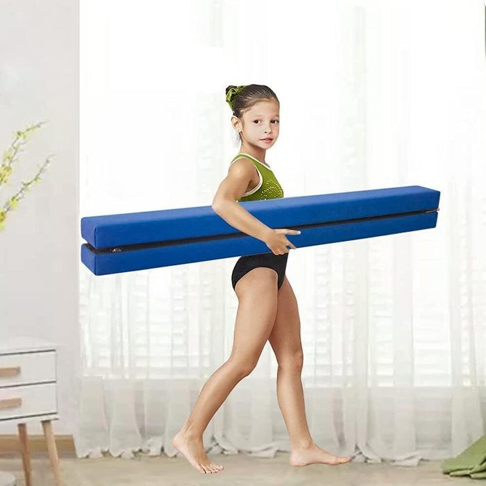 Poutre D'équilibre Pliable 210cm - Gymnastique Enfant - Revêtement Daim Antidérapant - Entraînement Maison Débutants