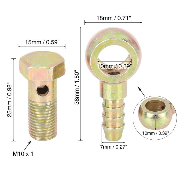 Raccord Banjo 10mm Avec Boulon - Pour Système Freinage Moto Voiture - Métal Usiné CNC