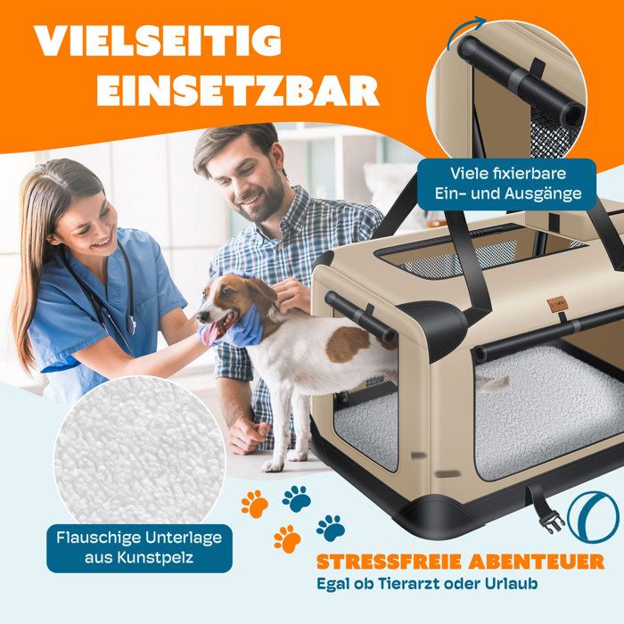 Karlie Transportbox Nomad - Reismand - Vliegtuig Toegestaan - Mobiele Kooi Voor Kat En Kleine Hond 68 X 51 X 47 Cm Maat M
