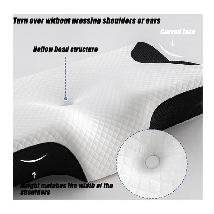 Oreiller Ergonomique Mémoire De Forme Anti-ronflement - 2 Hauteurs, Certifié Oeko-Tex, Pour Dormeurs Côté/dos/ventre