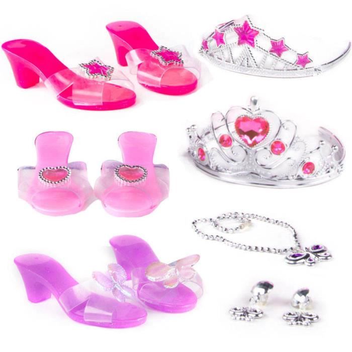 Pesoncarl Princess Dress Up Chaussures Fashion Fashion Princess Dress Up Accessoires De Couronnes, Colliers Et Boucles D'oreilles Mignons Talons Pour
