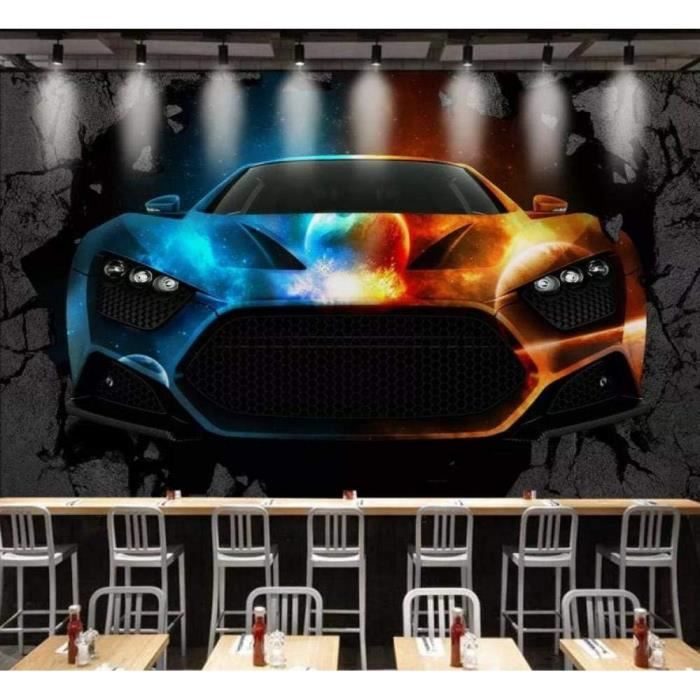 MGQSS 3D mural auto-adhésif papier peint voiture de sport voiture 3D  enfants chambre papier peint affiche photo papier peint garçon fille  chambre