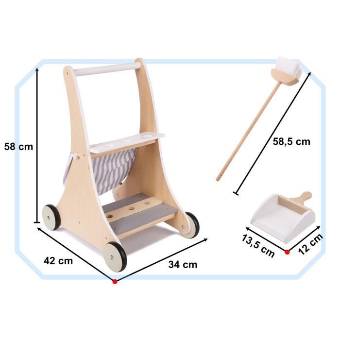 Chariots de nettoyage en bois pour enfants avec balais, aspirateur et  accessoires - N/A - Kiabi - 50.49€