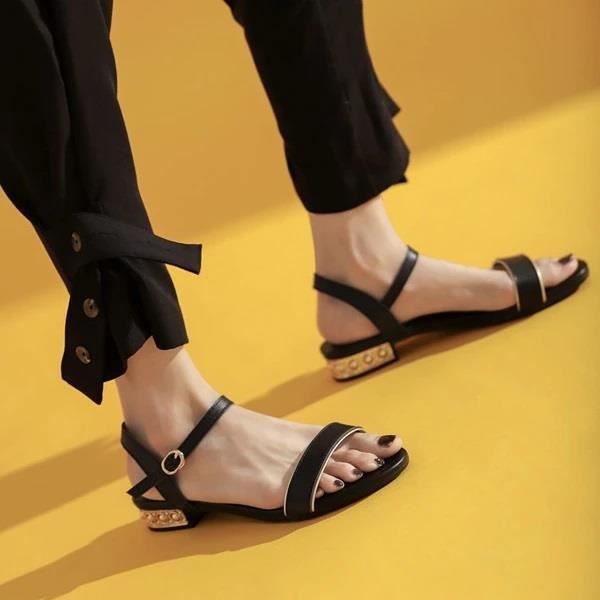 Sandales d t en cuir PU talons hauts chaussures de soir e