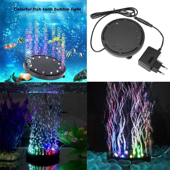 RVB LED lampe à eau à changement de couleur poisson rond support coloré  décoration lumineuse colonne à bulles économique