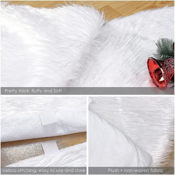 Jupe De Sapin De Noël De 90 Cm, En Peluche Douce Blanche Avec