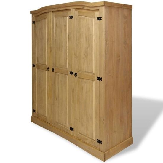VidaXL Armoire Garde-Robe Corona – Bois De Pin Massif 76x50x170 Cm – Style Rustique, Rangement Vêtements & Chaussures