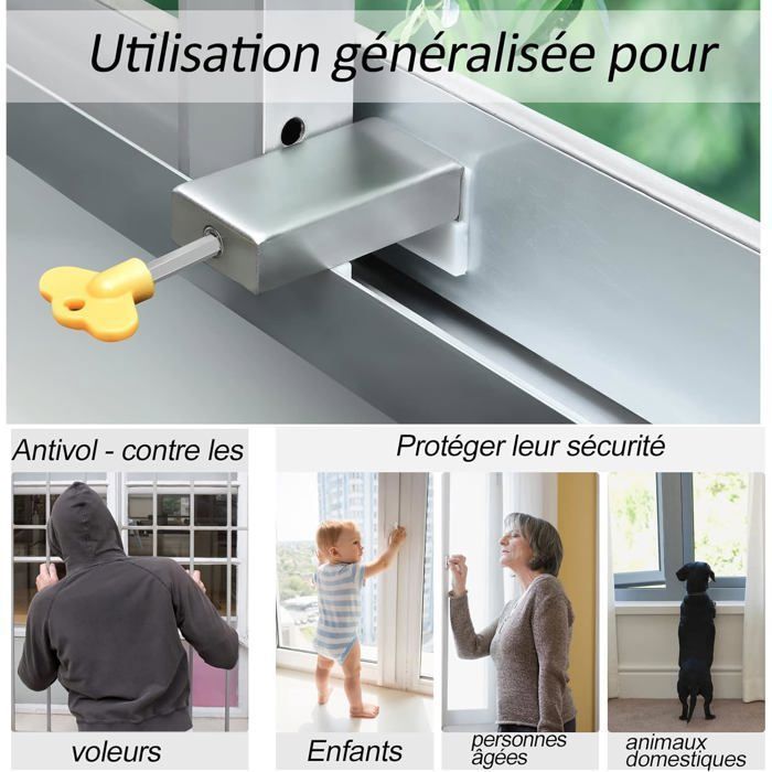 Bloque Fenetre Enfant Lot De 2 Serrures De Fenêtre Coulissantes Réglables En Alliage D Securite Fenetre Enfant