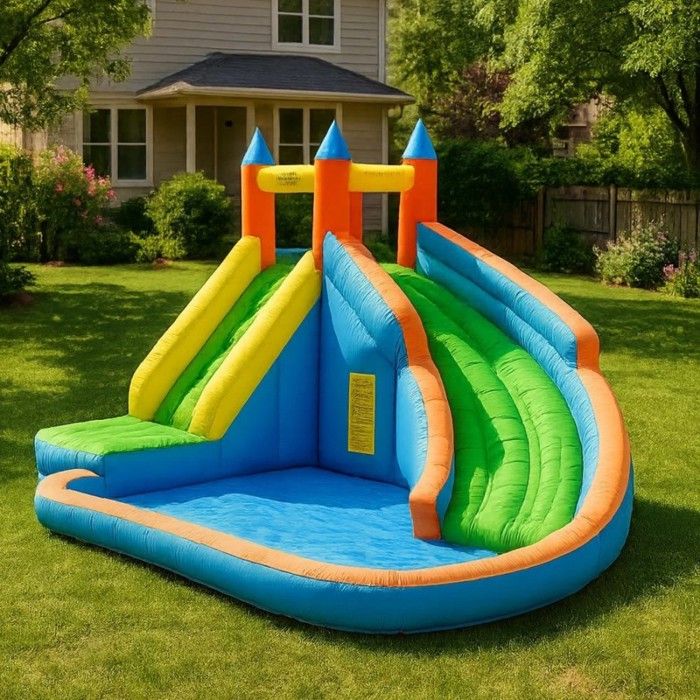 Château Aquatique Gonflable pour enfants Aqua Park - 4m - Aire de jeux avec Escalade, Tobbogan et Piscine Château Aquatique Gonflable pour enfants Aqua Park - 4m - Aire de jeux avec Escalade, Tobbogan et Piscine
