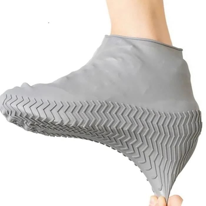 1 Paire De Couvre-Chaussures En Silicone Hommes Femmes Surchaussures Élégants Antidérapants Imperméables Pliables Couleur Unie Réutilisables Élastiques Bottes De Pluie Noires L