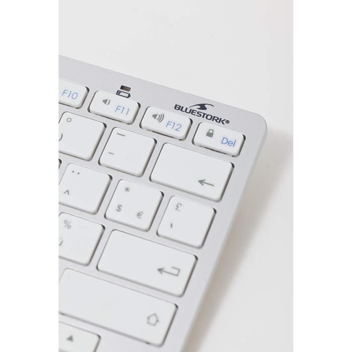 BLUESTORK Clavier TKL Blanc Bluetooth Rechargeable pour Mac (KB MINI MAC R/FR) avec