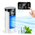 Mini climatiseur portable 4 en 1, Rafraîchisseur d'air de bureau, pulvérisation, Minuteur 6 H, LED 7 couleurs, 300ML USB, 6 vitesses