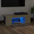 Meuble de rangement & Meuble bas TV & Table de Salon avec lumières LED Chêne Sonoma 90x39x30 cm - Qualité luxe©-0