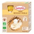 Babybio - Gourde Crème Semoule Vanille - Bio - 4x85g - Dès 6 mois-0