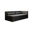 Canapé en lit Convertible avec Coffre de Rangement 3 Places Relax Droit214x77x82 cm - FULO (Droite, Noir + Gris - Poco 04 + 10)-0