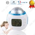 TD® Réveil Projection Enfant Numérique Chambre de Bébé Veilleuse Musique Horloge Rétro-éclairage Multifonction Calendrier-0