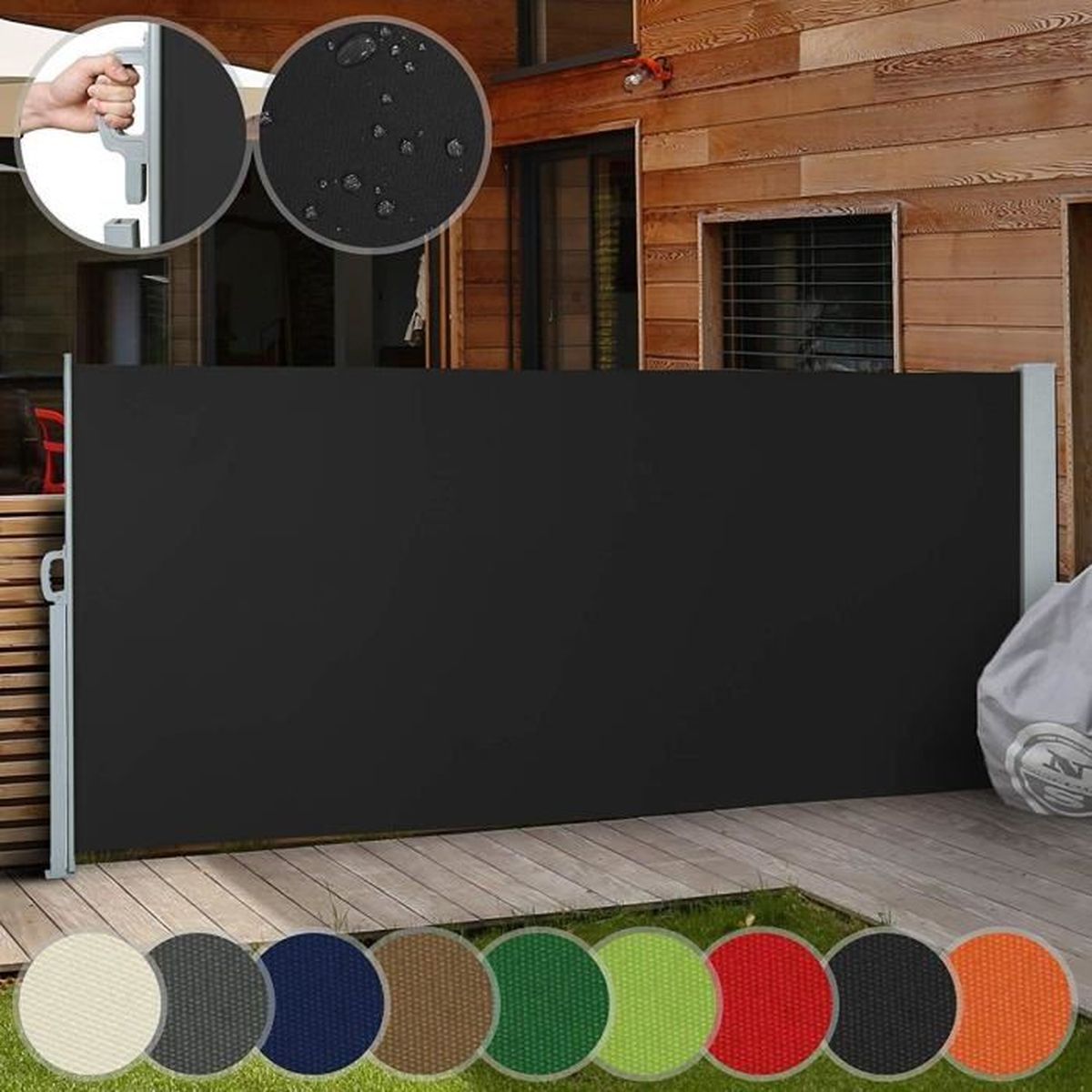 Paravent Exterieur Retractable Pour Jardin Balcon Terrasse Taille Et Couleur Noir 200x300cm Auvent Store Lateral Brise Vue Achat Vente Store Store Banne Paravent Exterieur Retracta Cdiscount