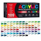ALFOYU 100 Couleurs Feture de Peinture Acrylique pour la Peinture Rock, Marqueur de Peinture Acrylique pour le verre Bois Pierre Céramique