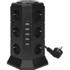 NAPASA Tour Multiprise Parasurtenseur Parafoudre 12 Prises avec 5 USB 4,5A Ports - Cordon de 2m - Noir
