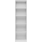 Bibliothèque style scandinave salon - HUCOCO - KAFFI - 30cm profondeur - 5 tablettes - Blanc