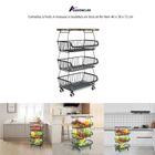 Corbeille à fruits 4 niveaux - desserte de cuisine à roulettes en bois et fer Noir 40 x 30 x 72 cm - QUIIENCLEE