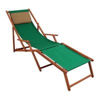 Chaise longue de jardin verte pliante avec repose-pieds et oreiller, mobilier de jardin 10-304FKD