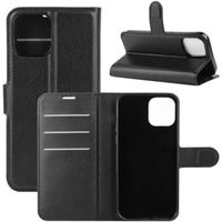 Housse iPhone 12- 12 Pro (6.1") Protection Flip Housse Classique PU Cuir Premium Étui, Noir