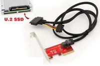 Carte  PCIe x4 pour SSD U.2 NVMe (U2 68Pin SFF-8639) - Cordon 1m - EQUERRES LOW ET HIGH PROFILE