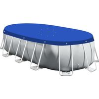Bâche de protection réversible 4 saisons pour piscine hors sol - Ovale 3,05 x 5,49 m - 150 gsm - Bleu et gris - Linxor