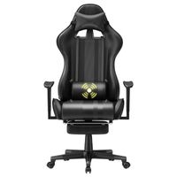 SOONTRANS Fauteuil gamer - Chaise gaming - Chaise de bureau ergonomique - fonction de massage - avec repose-pieds - Noir