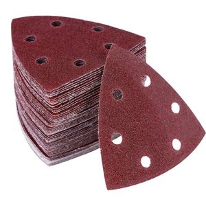 Papier Abrasif Triangulaire Grain 120 - Lot De 10 Feuilles 90x90mm - Pour Outils Oscillants - Utilisation Sèche Ou Humide