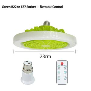 VENTILATEUR DE PLAFOND Vert B22 à E27 - Plafonnier LED Intelligent avec Ventilateur de Plafond et Télécommande, Éclairage pour Salon
