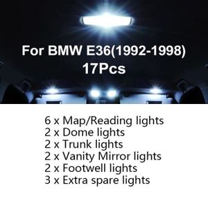 Intérieur Lumière DEL de remplacement Kit Pour BMW E36 3 Série 1990-2000 17pcs Blanc 6K