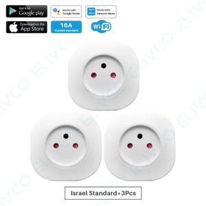 PRISE TÈLÈCOMMANDÈE Israël - Homme - Prise intelligente WiFi 16a, 220V, sans fil, Compatible avec application, télécommande, Alex
