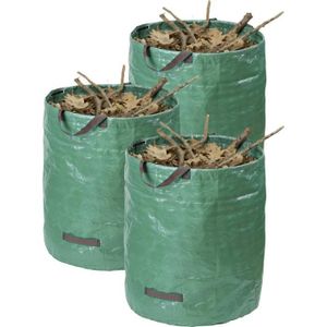 W-B Sac dechets verts robuste 22 pouces poignée indépendante pliable  réutilisable tissu de toile militaire sac de déchets de jardin vert (vert)  BISBISOUS