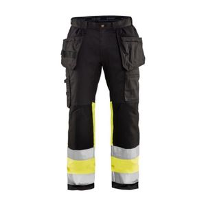 HAUTE VISIBILITÉ Pantalon artisan poches flottantes haute visibilité Blaklader +STRETCH - Noir - Jaune - 38