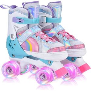 PATIN - QUAD Patin a Roulette Fille, Roller Enfant 4 Roues avec