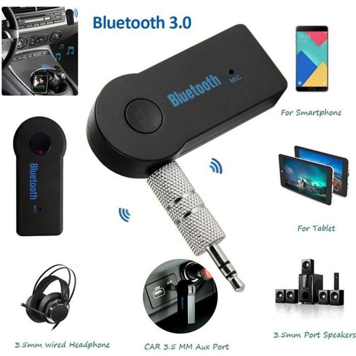 Qiilu Adaptateur de câble auxiliaire Bluetooth 2Rca, Raccords Bluetooth de  Voiture, Adaptateur de Module Bluetooth sans Fil Universel AUX o 2 RCA