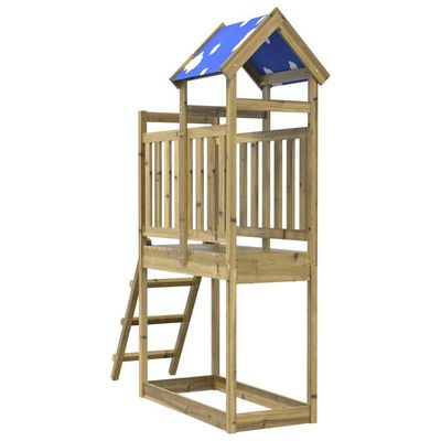 Tour de jeu en bois - vidaXL - Marron - 110,5 x 52,5 x 214 cm - Bois solide imprégné - Balançoire - Toboggan - Jeux - Jouets