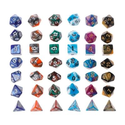 Maxentico - Lot De 42 Dés Polyédriques Colorés Pour D&D, 6 Sets Complets De 7 Dés (D4, D6, D8, D10, D12, D20) – Idéal Pour Donjons & Dragons, Pathfinder, Jeux De Rôle Et Soirées Jeux