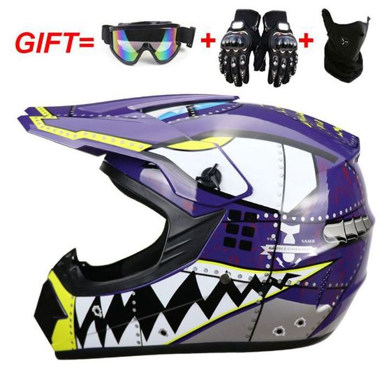 Casque Motocross Intégral Pour Enfant/ado - Avec Lunettes, Gants, Masque - Tailles S à XL - Certifié D.O.T.