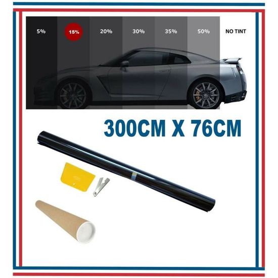 Film Solaire Teinté Pour Vitres - Dimension 3m X 76cm, Teinte 35% VLT Noir, Pour Auto Et Bâtiment