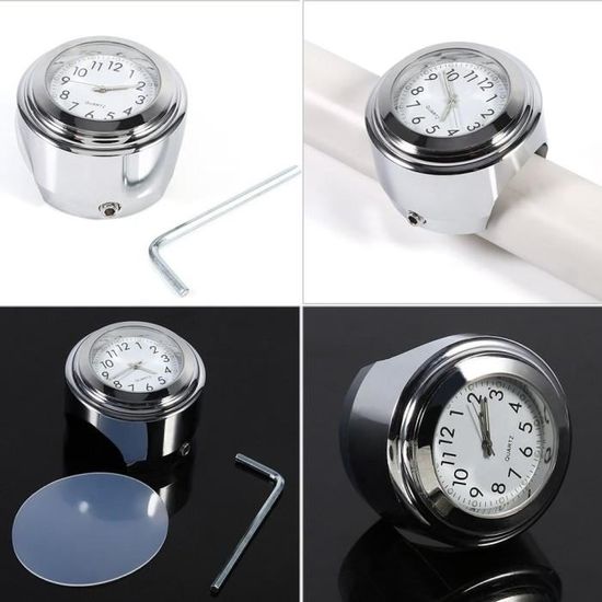 Montre De Guidon Moto/vélo étanche - Affichage LED, Surface Galvanisée - Universelle Pour Tube 22/25 Mm