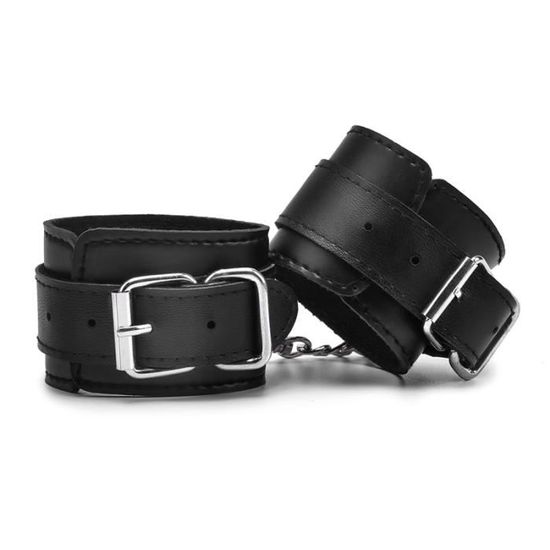 Menottes Réglables En Similicuir Noir Pour Poignets - BDSM, Marque Love And Vibes