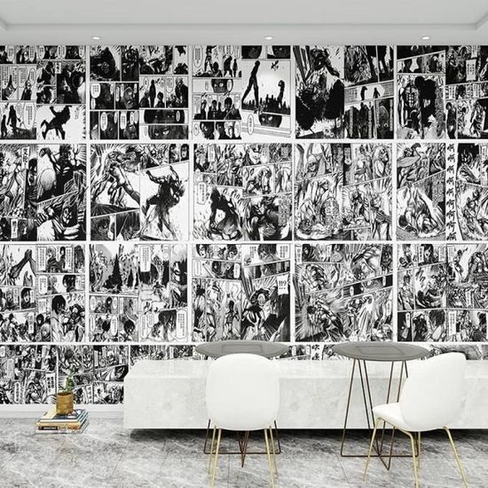 Manga Japonais Noir Et Blanc Attaque Sur Titan Affiche Papier Peint Fond  Chambre Papier Peint De Chevet 140(L) x100(H) cm[481] - Cdiscount Bricolage